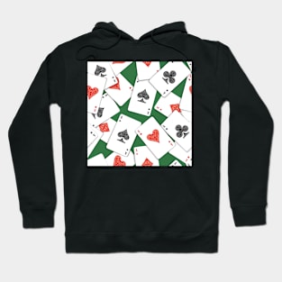 Playing Cards on Green Table Seamless Pattern Hoodie